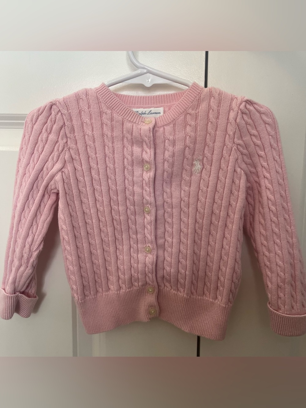 Ralph Lauren Light Pink Cotton Mini Cable Cardigan - 18 Months 🎀